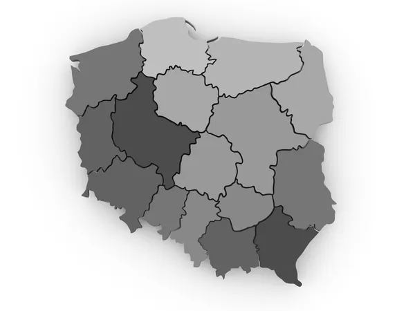 Carte en trois dimensions de la Pologne. 3d — Photo