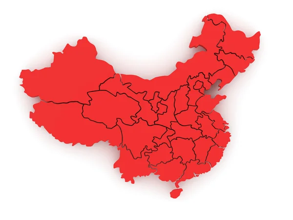 Trójwymiarowa mapa Chiny. 3D — Zdjęcie stockowe