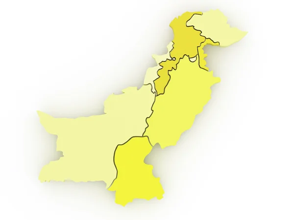 Trojrozměrná mapa Pákistánu — Stock fotografie