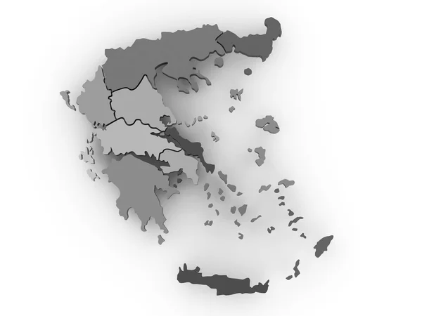 希腊的三维地图 — 图库照片