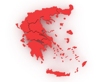 Three-dimensional map of Greece clipart