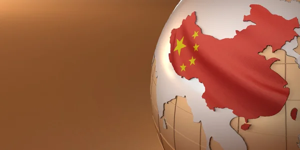 Mappa della Cina sulla Terra nei colori nazionali — Foto Stock