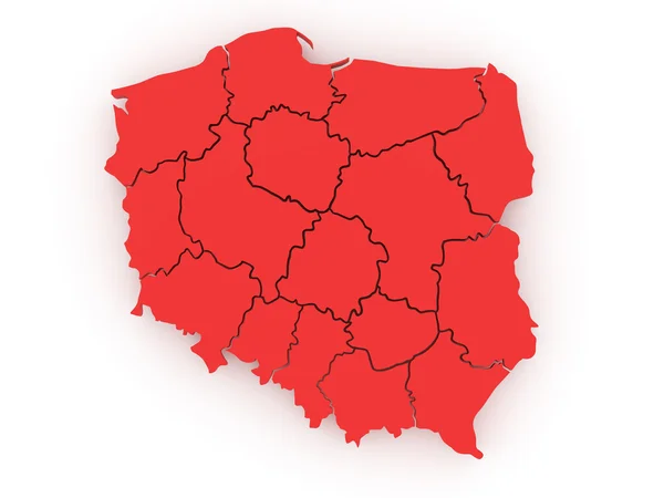 폴란드의 3 차원 지도입니다. 3d — 스톡 사진