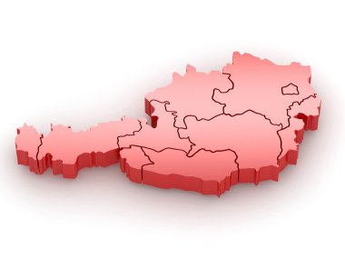 üç boyutlu harita Avusturya. 3D