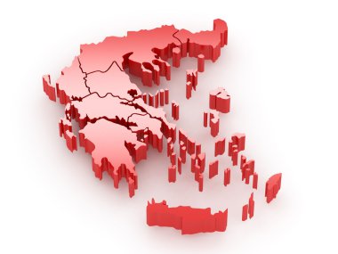 Three-dimensional map of Greece clipart