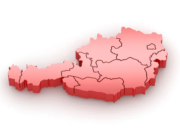 Three-dimensional map of Austria. 3d — Stock Photo, Image