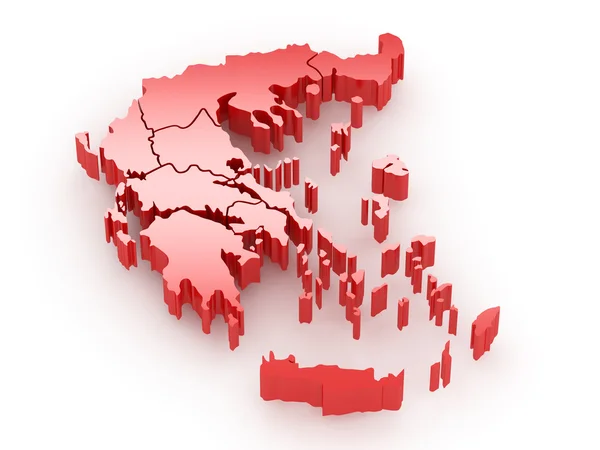 Trójwymiarowa mapa Grecji — Zdjęcie stockowe
