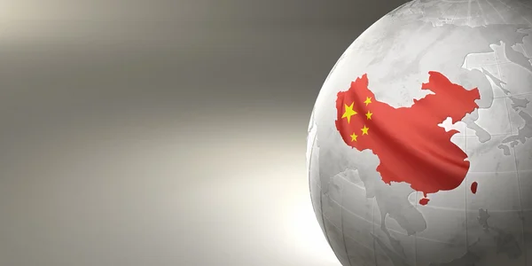 Mapa Chin na ziemi w barwach narodowych — Zdjęcie stockowe
