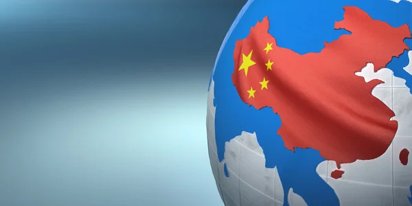 Карта Китаю на землі в національні кольори — стокове фото