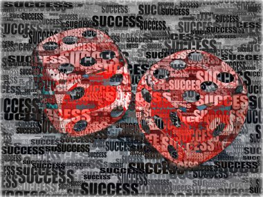 Dice on background frow words success clipart