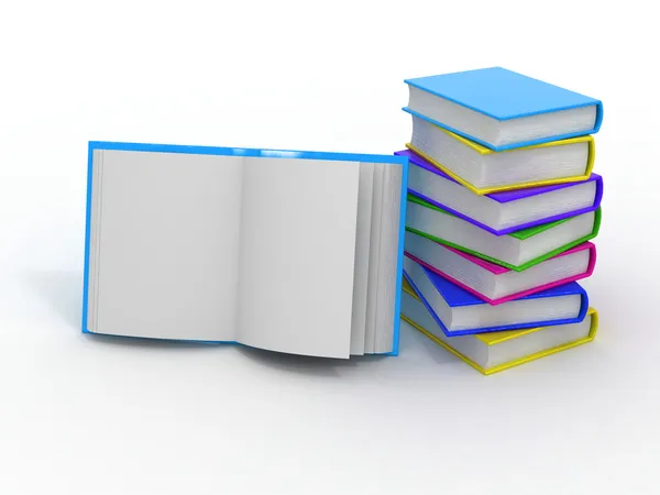 Stapel boeken op witte geïsoleerde achtergrond — Stockfoto