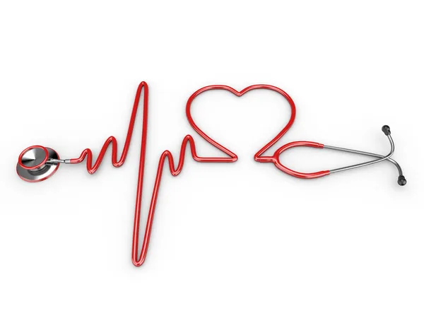 Stetoskop a silueta srdce a EKG — Stock fotografie