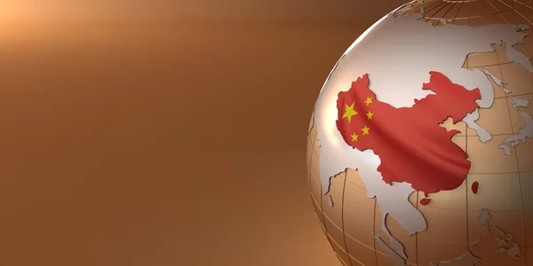 Kaart van de china op aarde in de nationale kleuren — Stockfoto