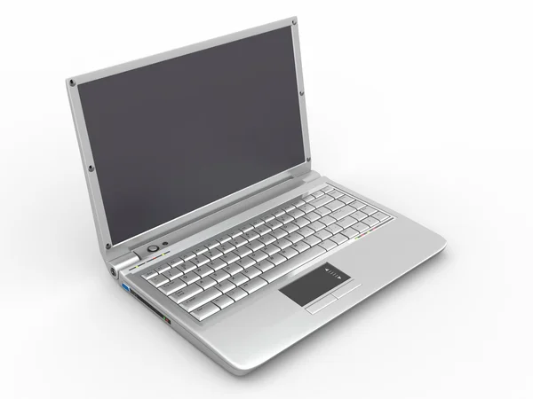 Opende laptop op witte geïsoleerde achtergrond — Stockfoto
