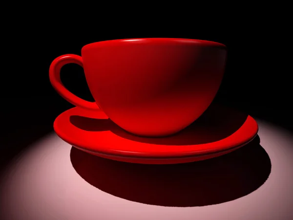 Taza roja de café sobre fondo negro — Foto de Stock
