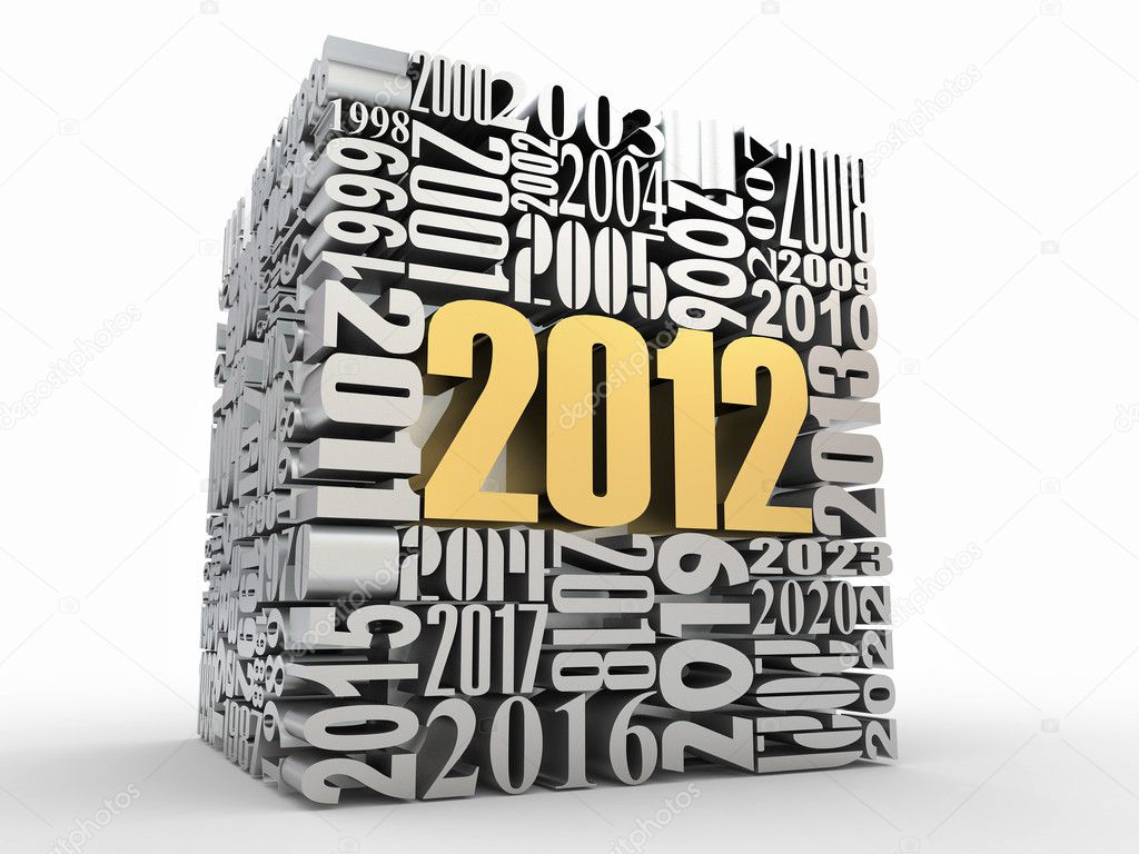 New year 2012. Cube consisting of the numbers