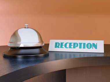 Hotel bell on the table. Reception clipart