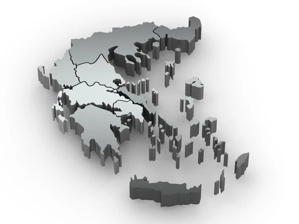 Trojrozměrná mapa Řecka — Stock fotografie