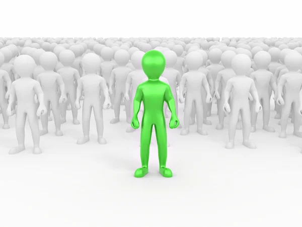 Mannen in menigte. Conceptuele afbeelding van individualiteit — Stockfoto