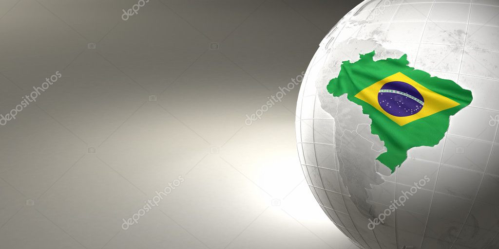 Map of the Brazil on Earth in the national colors