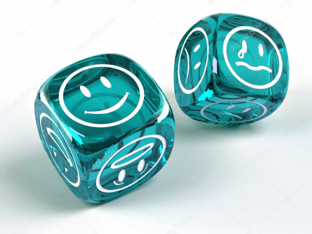 Dice with different emotions on faces