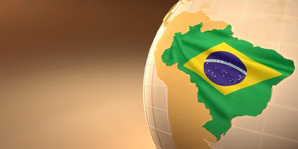 Mapa del Brasil en la Tierra en los colores nacionales — Foto de Stock