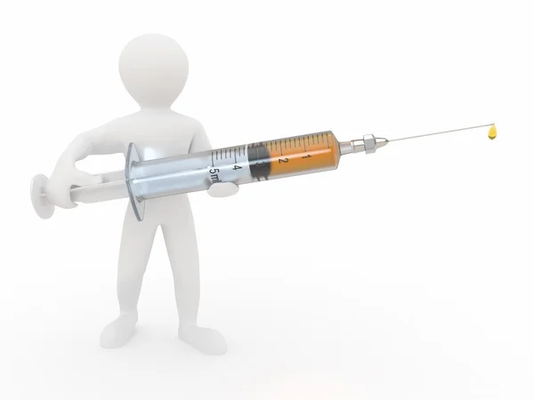 Men with syringe. 3d — Stock Photo, Image