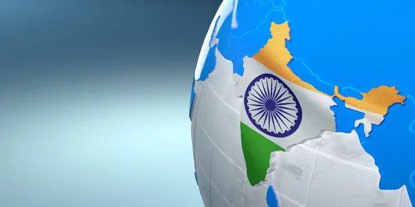 Map of the India on Earth in the national colors — Stock Photo, Image