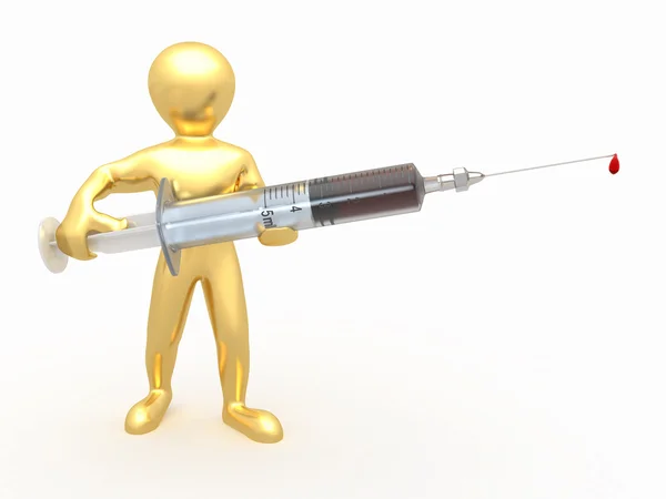 Men with syringe. 3d — Stock Photo, Image