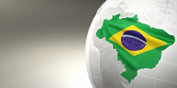 Mapa Brazylia na ziemi w barwach narodowych — Zdjęcie stockowe