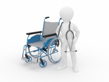 Doctor with stethoscope and whellchair clipart