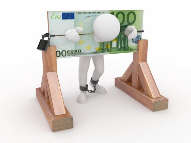 Man being held hostage by money clipart