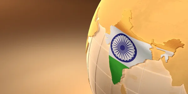 Mapa Indii na ziemi w barwach narodowych — Zdjęcie stockowe