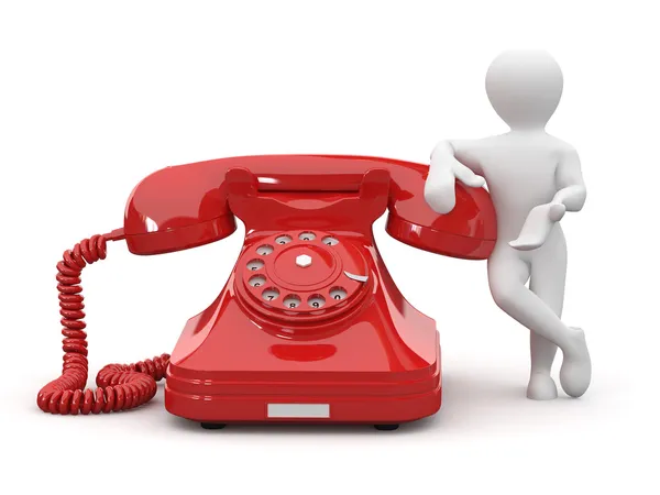 Skontaktuj się z nami. mężczyźni z telefonu. 3D — Zdjęcie stockowe