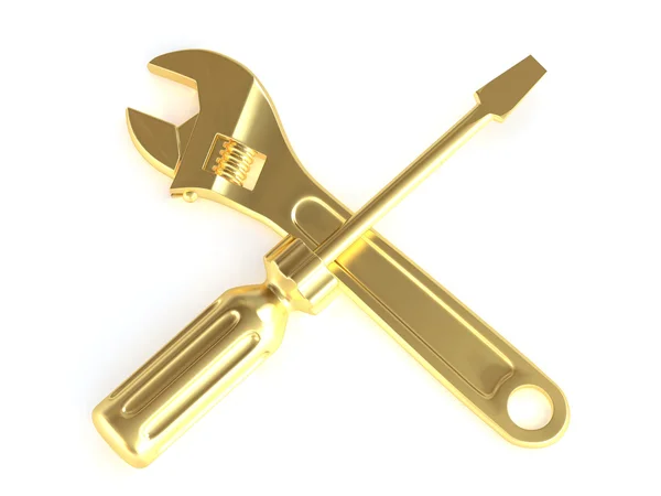Ключ и отвёртка. Инструменты 3d — стоковое фото