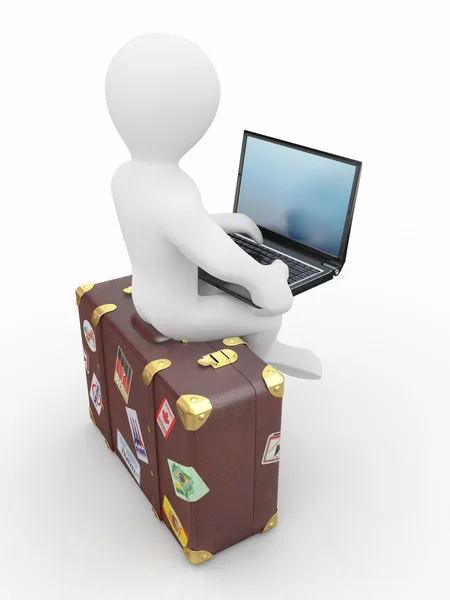 Mann mit Laptop im Gepäck — Stockfoto