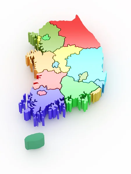 Трехмерная карта Южной Кореи . — стоковое фото