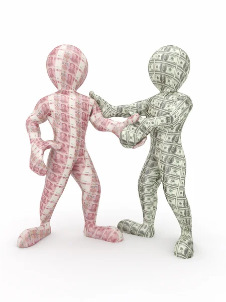 Işbirliği yuan ve dolar. kavramsal görüntü — Stok fotoğraf
