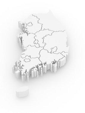 Three-dimensional map of Southern Korea. clipart