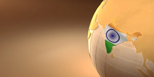 Mappa dell'India sulla Terra nei colori nazionali — Foto Stock