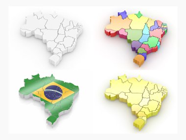 Map of Brazil. 3d clipart