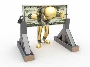 Man being held hostage by money clipart