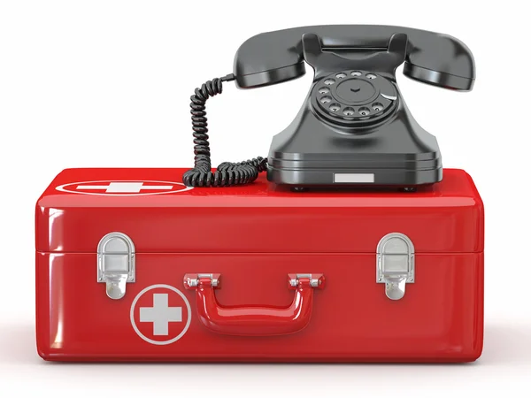 Ajuda. Serviços de saúde. Telefone no kit médico — Fotografia de Stock
