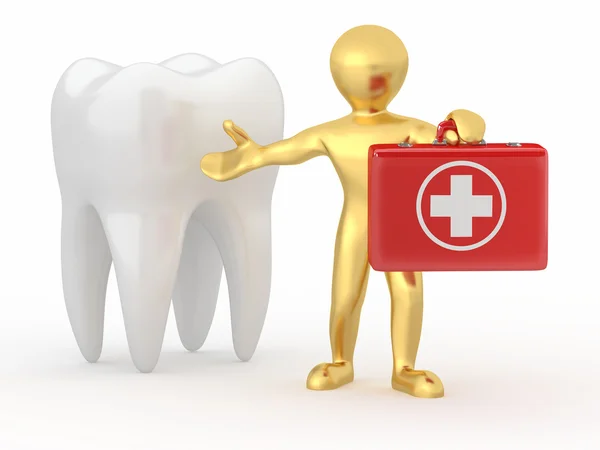 Стоматолог. Зубы и люди с медицинским набором — стоковое фото