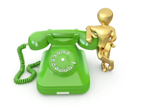 Επικοινωνήστε μαζί μας. άνδρες με τηλέφωνο. 3D — Φωτογραφία Αρχείου
