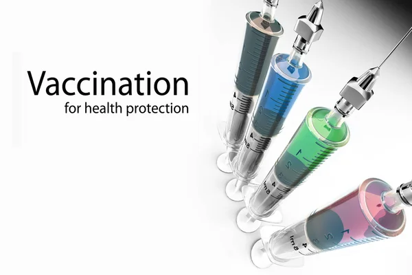 疫苗接种。注射器与疫苗和文本的空间 — 图库照片