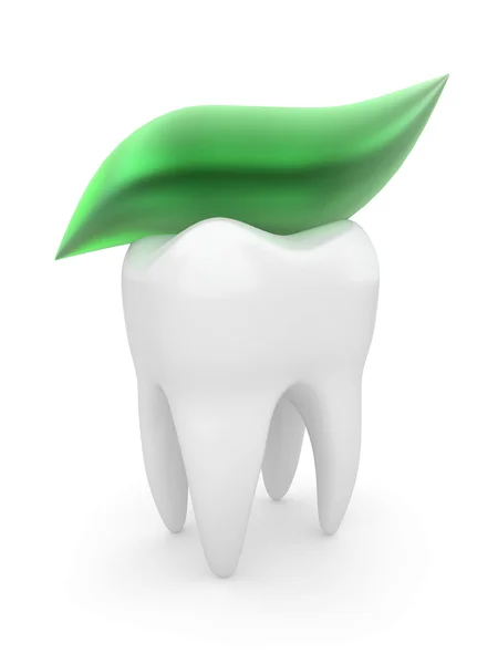Zahn und Zahnpasta. 3d — Stockfoto