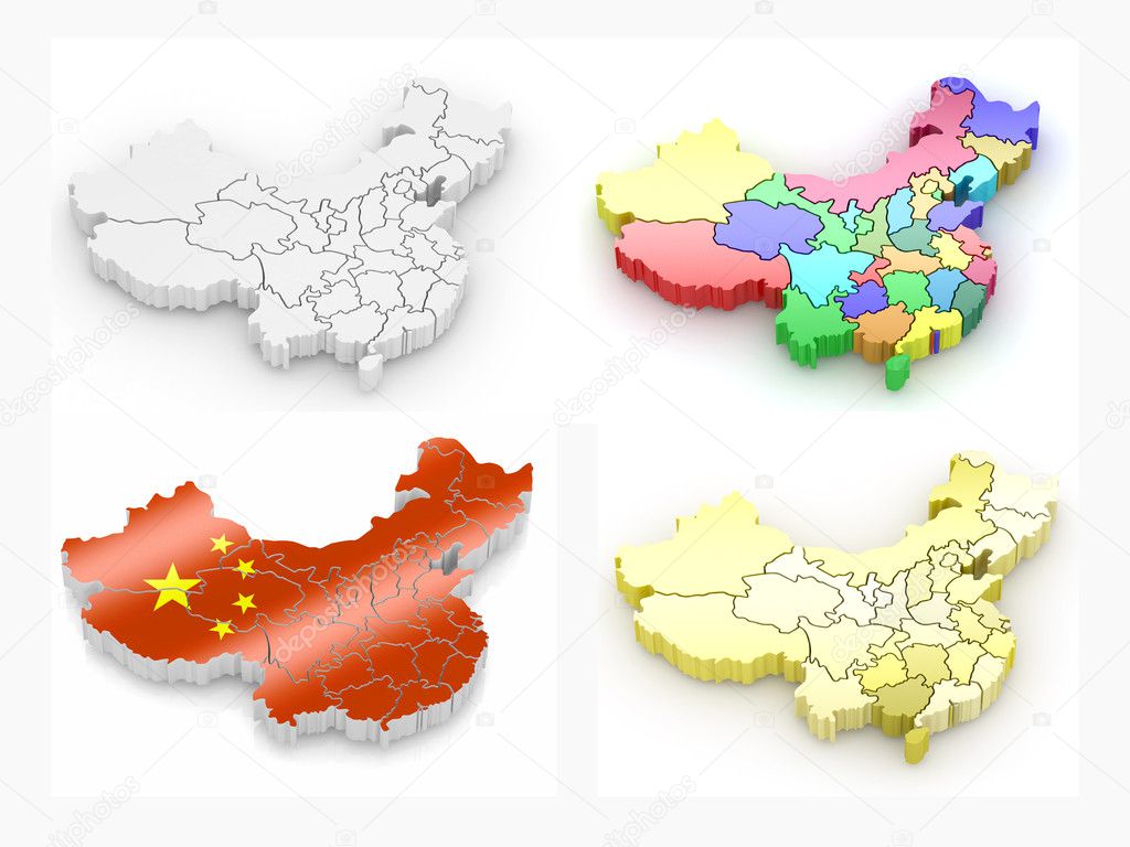 Map of China. 3d