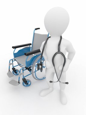 Doctor with stethoscope and whellchair clipart