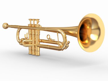 Golden trumpet. 3d clipart